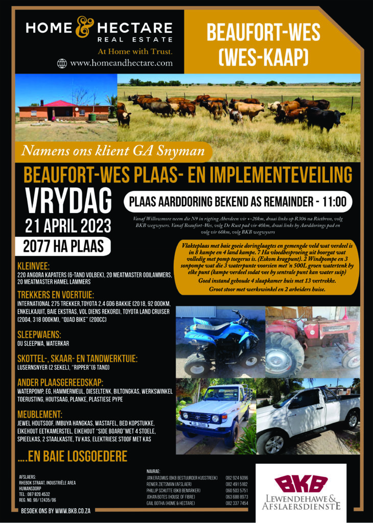 BEAUFORTWEST FARM AND EQUIPMENT SALE BKB Events